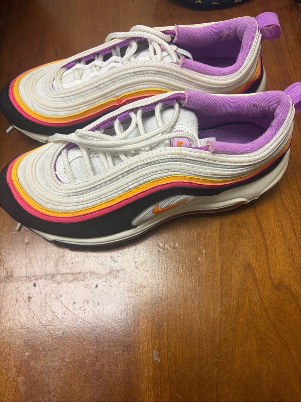 Nike Women’s White Sneakers with Pink, Purple & Orange Accents